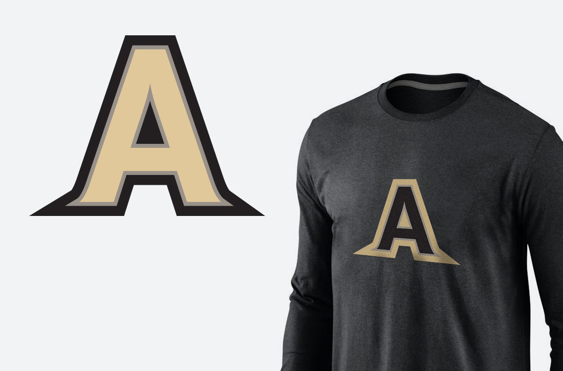 A monogram design on athletic shirt